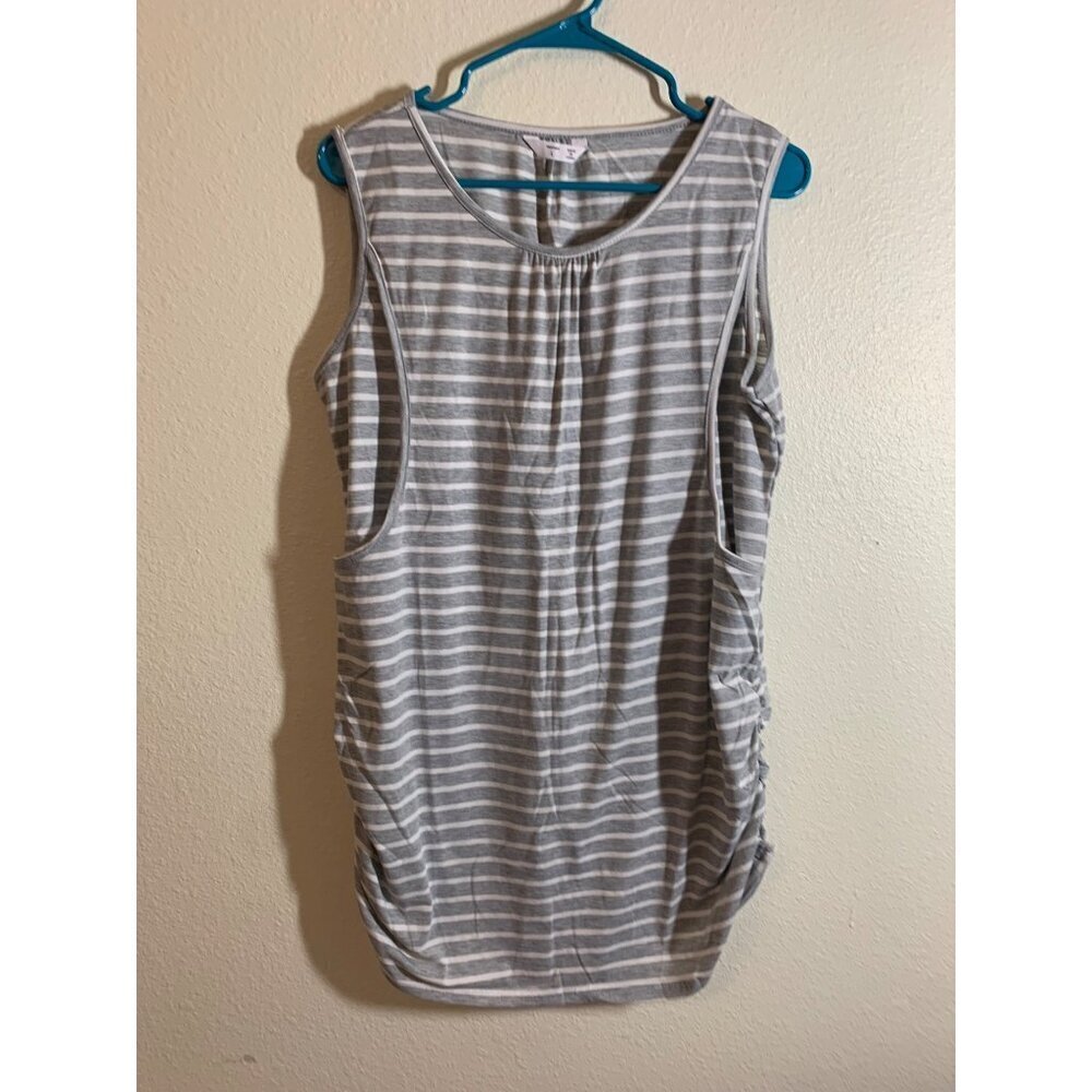 NWOT Nursing Casual Tank Top Striped Womens Size Large Gray Maternity AC5